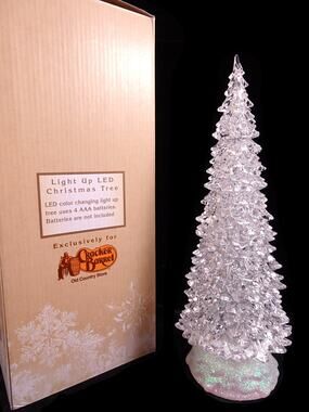 Gorgeous 12" Cracker Barrel Light Up LED Christmas Tree Changing Colors Video Ho